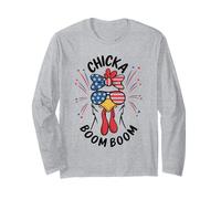 Divertente pollo patriottico Occhiali da sole Tee Chicka Boom Boom USA Maglia a Manica