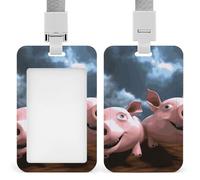 Divertente porta badge 3D Piggies con cordino, cordino staccabile, custodia protettiva verticale per carta d'identità, porta badge multiuso per ufficio, insegnante, infermiera