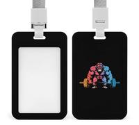 Divertente porta badge con gorilla per bodybuilder, con cordino, per insegnanti, infermieri, dottori