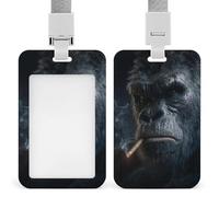 Divertente porta badge identificativo con gorilla, retrattile, con clip per carte di credito, nome, badge per lavoro, ufficio, dottore, infermiere