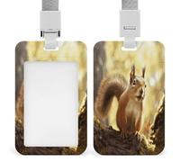 Divertente porta badge identificativo con scoiattolo trasparente, con cordino staccabile, custodia verticale in plastica rigida, protegge carte d'identità da lavoro, carte di credito per ufficio e