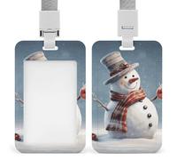Divertente porta badge natalizio con pupazzo di neve in plastica rigida, custodia protettiva per nome, porta carte d'identità, carte di credito e chiavi di prossimità