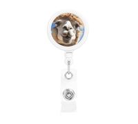 Divertente porta badge retrattile con lama di alpaca, con clip a coccodrillo, portachiavi, clip per badge, leggero, retrattile, porta badge divertente per infermieri, insegnanti, impiegati