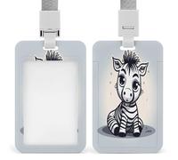 Divertente porta badge zebrato trasparente con cordino staccabile custodia verticale in plastica rigida protegge carte d'identità da lavoro carte di credito per ufficio fabbrica