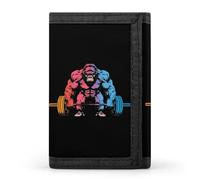 Divertente portafoglio a tre ante Gorilla per bodybuilder, con porta carte di credito, 8 scomparti, portachiavi, finestra per foto, per uomini e donne, Stile 41., Taglia unica, Per tutte le stagioni