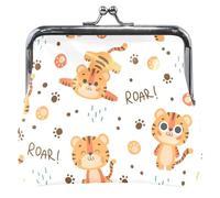Divertente portafoglio carino da donna con chiusura a bacio in pelle, tigre ruggito arancione, borsa per il cambio di denaro, Roaring Tiger Orange, UNITALLA, Roaring Tiger Orange, UNITALLA, Classic