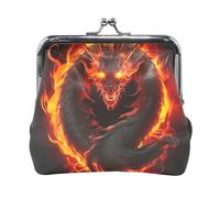 Divertente portamonete beige con gatto bacio, portamonete in pelle, da donna, 11,4 x 10,4 cm, Drago Fuoco Nero, Taglia unica, Drago Fuoco Nero