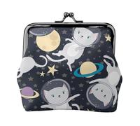 Divertente portamonete con ciondolo a forma di gatto e astronauta, versatile, impermeabile, con chiusura a bacio, per chiavi e carte