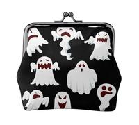 Divertente portamonete da donna con stampa fantasma bianca, con chiusura a bacio, per monete, carte, piccoli oggetti