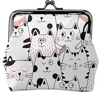 Divertente portamonete da donna in pelle senza cuciture, con molti gatti, piccolo portamonete con chiusura a lucchetto a bacio e fibbia, regalo per ragazza, Come nella foto, Taglia unica, Organizer