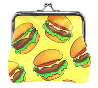 Divertente portamonete in pelle carino per donne e ragazze con chiusura a bacio carino cartone animato hamburger giallo cambiamento sacchetto portafoglio