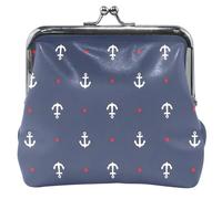 Divertente portamonete in pelle carino per le donne carino Kiss Lock Trendy Anchors Navy Girls piccolo portamonete, Ancore Trendy Navy, classico