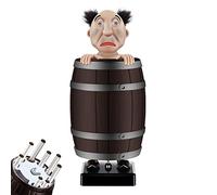 Divertente portasigarette automatico pop up, Babbo Natale nel barile di legno, statuetta dispenser di sigarette, portasigarette giocattolo per scherzi, regalo per uomo (uomo calvo)