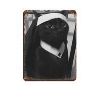 Divertente poster retrò in metallo con scritta in lingua inglese "Suora gatta", chic art retrò, pittura in ferro, decorazione da parete, per bar, bar, famiglie, garage, 30 x 40 cm