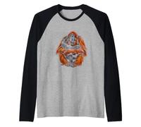 Divertente Primate Amore Detto tra Orangutan E Scimmia Maglia con Maniche Raglan