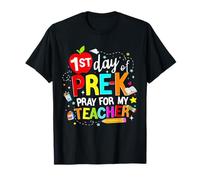 Divertente Primo Giorno di Pre-k Pray for My Teacher Back To School Maglietta