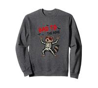 Divertente Procione Bad to The Bone Halloween Design Felpa