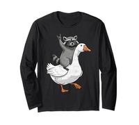 Divertente Procione Equitazione Oca Musica Rock Vintage Stupido Animale Maglia a Manica