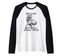 Divertente Procione Guarigione Ma Ancora Un Animale Selvaggio Maglia con Maniche Raglan