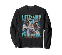 Divertente Procione Life Is Soup I Am Fork Absurd Racoon Meme Felpa