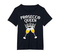 Divertente Prosecco Design per Le Donne Prosecco Amante Bevitore di Vino Maglietta, Donna Plus-Size, Nero, 5X