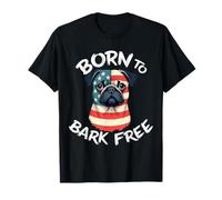 Divertente Pug Dog Vintage Pug Bandiera Americana Maglietta