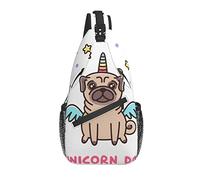 Divertente Pug Unicorn Dog Cross Chest Bag Zaino diagonale Borsa a tracolla Crossbody Borsa da viaggio Escursionismo Zaini per uomo Donna