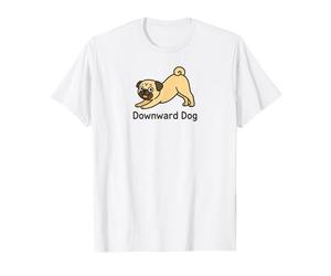 Divertente Pug Verso Il Basso Cane Yoga Pose Maglietta