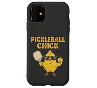 Divertente pulcino Pickleball con pagaia retrò stile vintage Custodia per iPhone 11
