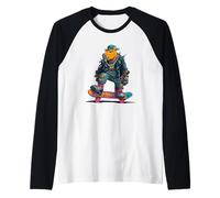 Divertente Punk Capybara con Skateboard Maglia con Maniche Raglan