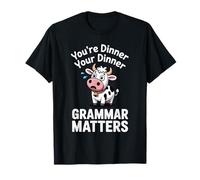 Divertente punteggiatura Salvare la Vita Mucca Grammatica Insegnante di Inglese Maglietta