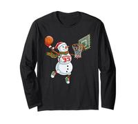 Divertente Pupazzo di Neve Che Gioca a Basket Natale Dunking Maglia a Manica