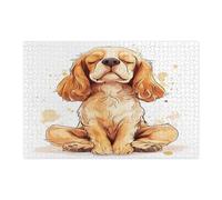 Divertente puzzle con cane Cocker Spaniel americano, per adulti, 1000 pezzi, puzzle in legno con cucciolo di yoga, divertente, decorazione stampata per feste di intrattenimento