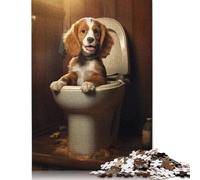 Divertente puzzle con cucciolo nel water, sfida difficile, puzzle in cartone riciclato al 100% per adulti e adolescenti, regali di Halloween, 1000 pezzi (26x38 cm)