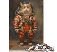 Divertente puzzle con gatto astronauta spaziale, immagini personalizzabili, puzzle in cartone riciclato al 100% per bambini dai 12 anni, 1000 pezzi (26x38 cm)