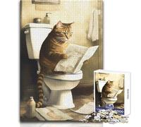 Divertente puzzle da 1000 pezzi con gatto che legge le notizie per adolescenti, gioco educativo per la concentrazione mentale, idea regalo speciale commovente, dimensioni 50x75cm