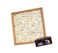 Divertente puzzle in legno a forma di gatti per colorare che diventa una cornice per foto che migliora l'arte e la concentrazione, puzzle a forma di gatto