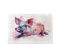 Divertente puzzle in legno ad acquerello maiale adulto puzzle in legno puzzle per adulti 1000 pezzi puzzle per la famiglia 29,5 × 19,7 cm