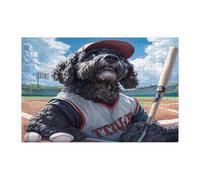 Divertente puzzle portoghese con cane acquatico per adulti, 1000 pezzi, puzzle in legno stampato con cucciolo di baseball, decorazioni divertenti per feste di intrattenimento