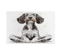 Divertente puzzle tedesco a forma di cane puntatore a pelo duro, per adulti, 1000 pezzi, puzzle in legno stampato con cuccioli di yoga, decorazioni divertenti per feste di intrattenimento