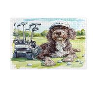 Divertente puzzle tedesco a forma di cane puntatore a pelo duro, per adulti, 1000 pezzi, puzzle in legno con cucciolo di golf, decorazioni divertenti per la casa e l'intrattenimento