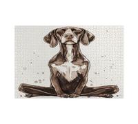 Divertente puzzle tedesco con puntatore a pelo corto per adulti, 1000 pezzi, puzzle in legno con cucciolo di yoga, divertente, decorazione stampata per feste di intrattenimento