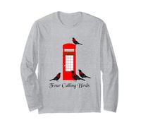 Divertente Quattro Uccelli Che Chiamano dodici Giorni di Natale Maglia a Manica