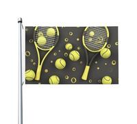 Divertente racchette da tennis e palline da tennis Bandiera 3 x 5 Ft Bandiera per esterni Bandiera da giardino per vacanze Bandiera da giardino di benvenuto Banner per casa giardino cortile prato