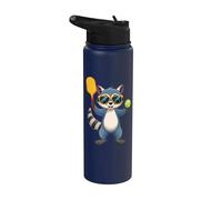 Divertente Raccoon che gioca a Pickleball Occhiali da sole Riz Coon Skibidy Stainless Steel Insulated Water Bottle