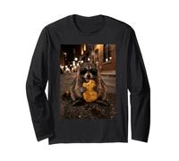 Divertente Raccoon Meme Mangiare Hash Brown Uomini Donne Maglia a Manica