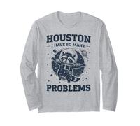 Divertente Raccoon Pun Houston Houston Ho così Tanti Problemi Maglia a Manica