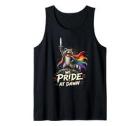 Divertente Raccoon Rainbow Cape Warrior di Cui Siamo orgogliosi all'alba Canotta