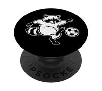 Divertente Raccoon Soccer Ball Graphic - Simpatico amante del calcio PopSockets PopGrip Adesivo