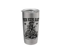 Divertente Rana Cowboy Tartaruga Stato Cavalcando Difficile Selvaggio West Bicchiere termico in acciaio inox doppia parete